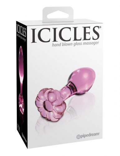 Pipedream Icicles No. 48 virágos üveg anál kúp (pink)