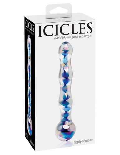 Pipedream Icicles No. 8 hullámos kétvégű üveg dildó