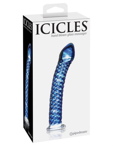 Pipedream Icicles No. 29 kék spirálos üvegdildó