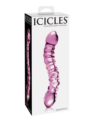 Pipedream Icicles No. 55 hajlított kétvégű üveg pénisz