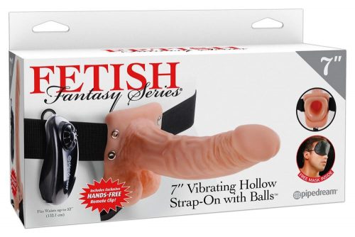 Fetish Fantasy Vibrating Hollow Strap-On felcsatolható herés dildó vibrációval