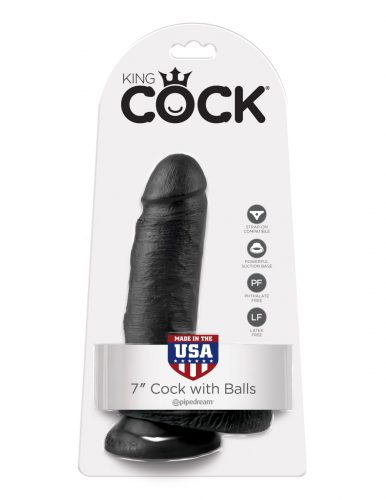 Pipedream King Cock herés dildó (19 cm, fekete)