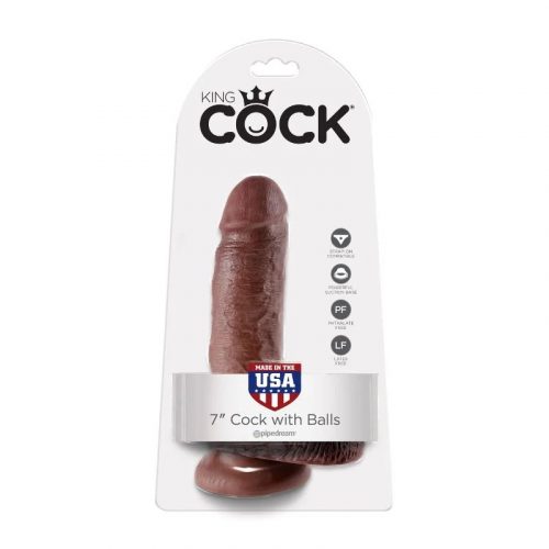 Pipedream King Cock dildó herékkel (19 cm, barna)