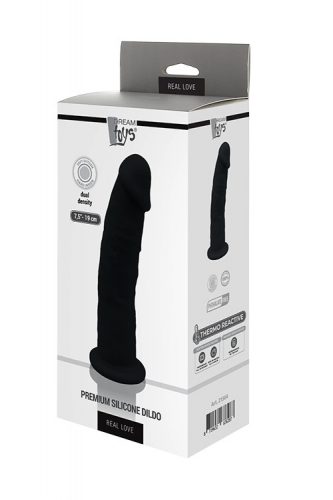 Real Love Dream Toys fekete prémium szilikon dildó (19 cm)